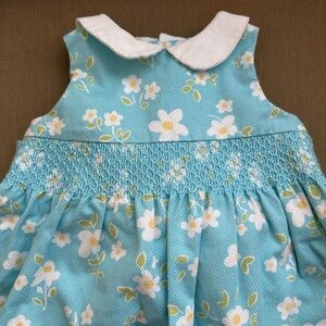 Hartstrings Smocked Blue Dress with White floral